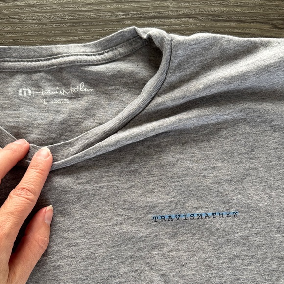 Travis Mathew Light Gray Tee with Blue Michigan Logo - Picture 4 of 4
